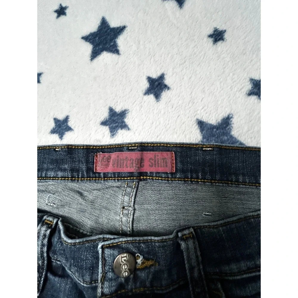 Lee Vintage Slim Jeans Mens 36x30 Blue Bootcut Stretch Denim Dark Wash